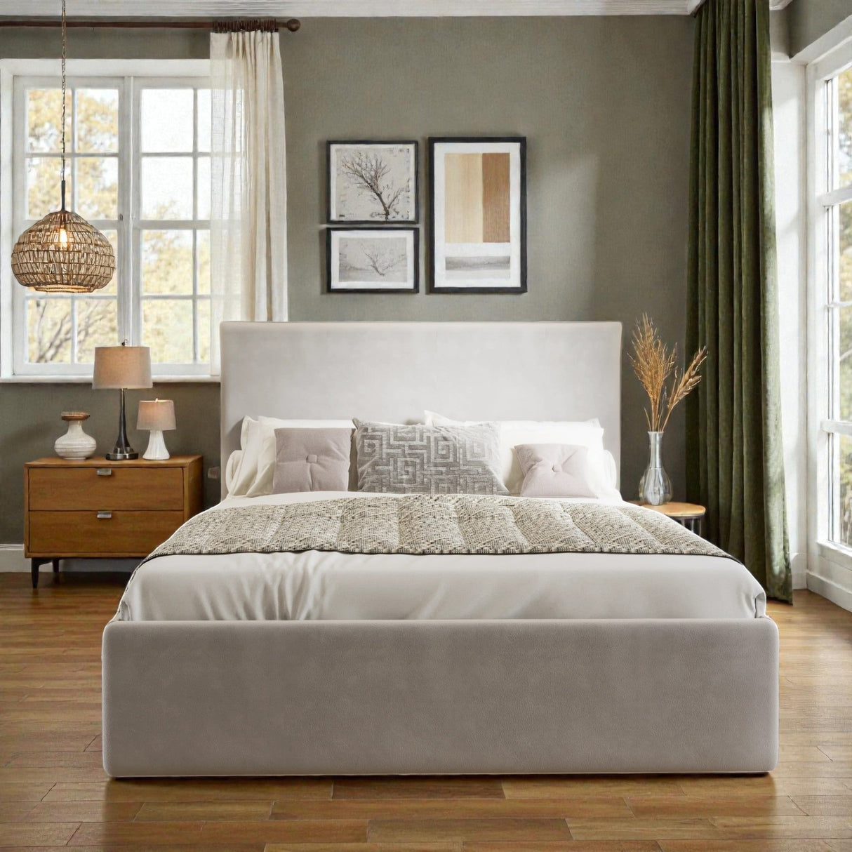 Alva Ottoman Storage Bed Frame by Mattress Supermarket featuring a modern design with a lift-up storage mechanism and wood finish.