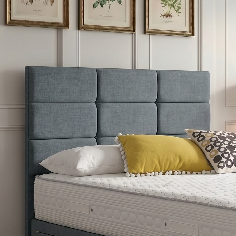 Mylo divan bed set with a button-tufted headboard, featuring a modern upholstered design for a stylish bedroom setup.