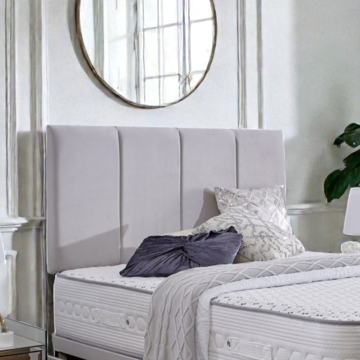 Paris Divan Bed Set with headboard by Mattress Supermarket, featuring a modern design and plush fabric upholstery.
