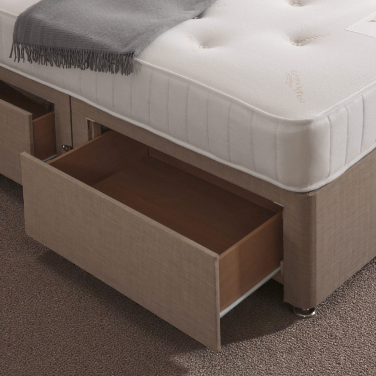 Rome Divan Bed Set with headboard, featuring a sleek design and comfortable mattress from Mattress Supermarket.