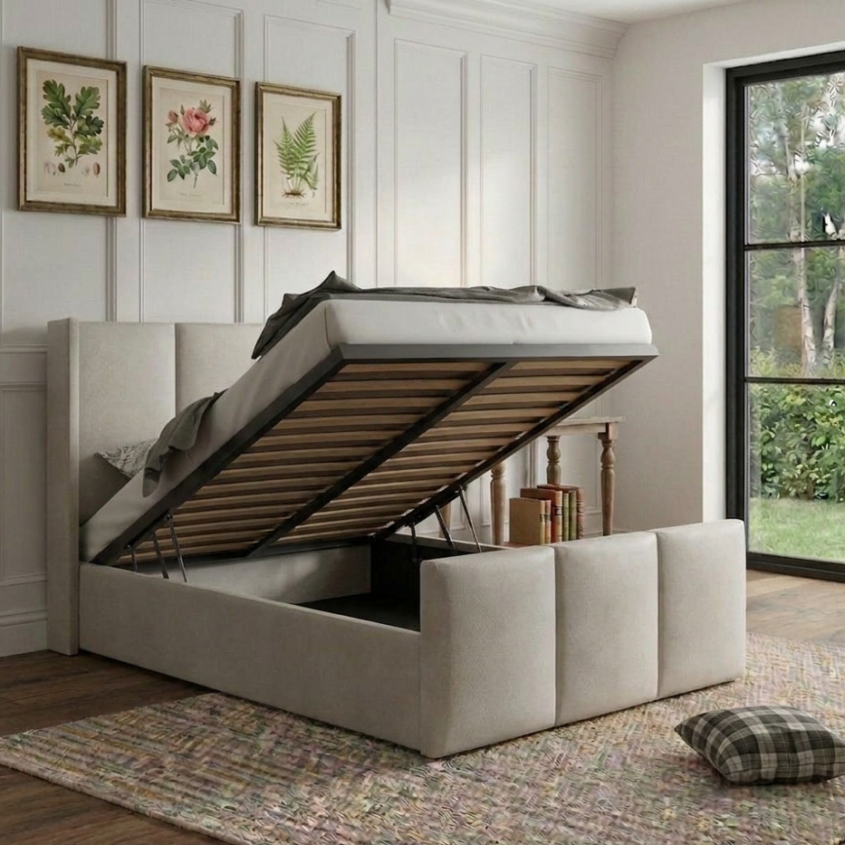 Zaya Wingback Ottoman Storage Bed Frame