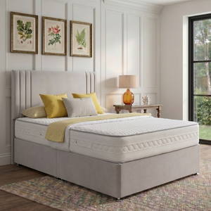 Athens divan bed set with matching headboard and mattress from Mattress Supermarket, featuring a sleek, modern design.