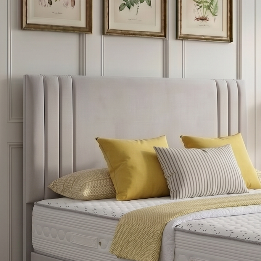 Athens divan bed set with matching headboard, featuring a modern design and comfortable fabric upholstery.