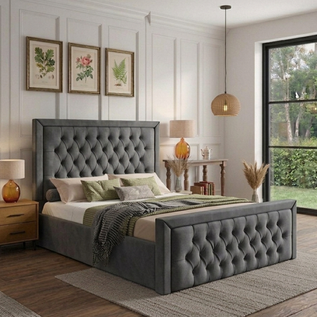 Anya Ottoman Storage Bed Frame by Mattress Supermarket with a sleek design and upholstered headboard, shown in a modern bedroom setting.