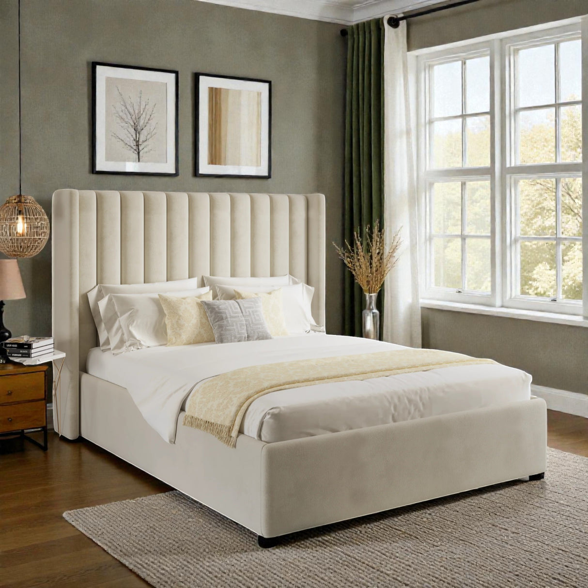 Ayla Wingback Ottoman Storage Bed Frame