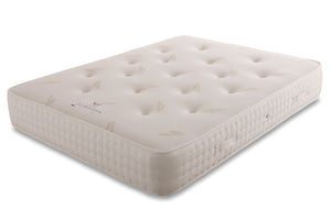 Cashmere 1000 Pocket Sprung Mattress from Mattress Supermarket, showing the plush fabric surface and detailed pocket spring design.