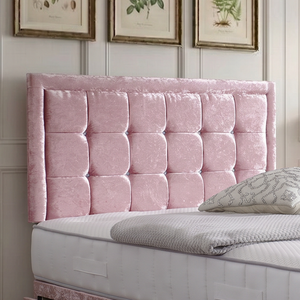 Chelsea divan bed set with button border headboard, showcasing the stylish upholstered bed frame and headboard design.