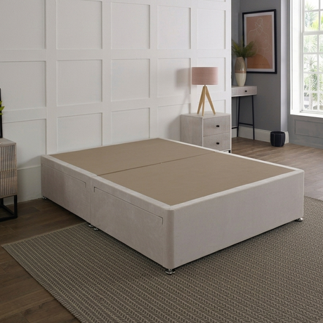 Platform top divan bed base showcasing a sturdy, upholstered divan base with storage drawers for a stylish bedroom setup.
