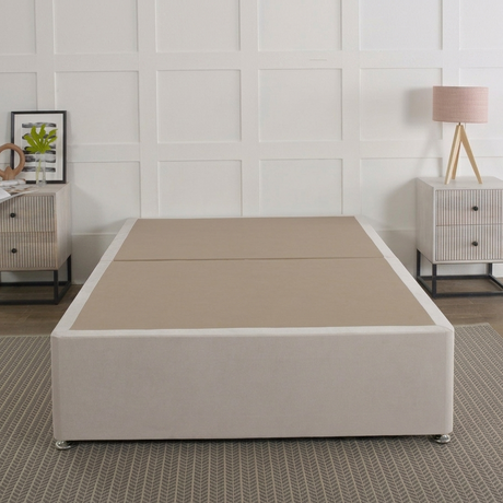 Platform top divan bed base with sturdy construction and storage drawers, designed for a comfortable and stylish bedroom setup.