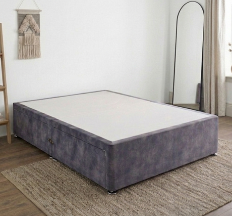 Heavy-duty platform divan bed base from Mattress Supermarket, showcasing a sturdy, supportive divan frame with a fabric finish.