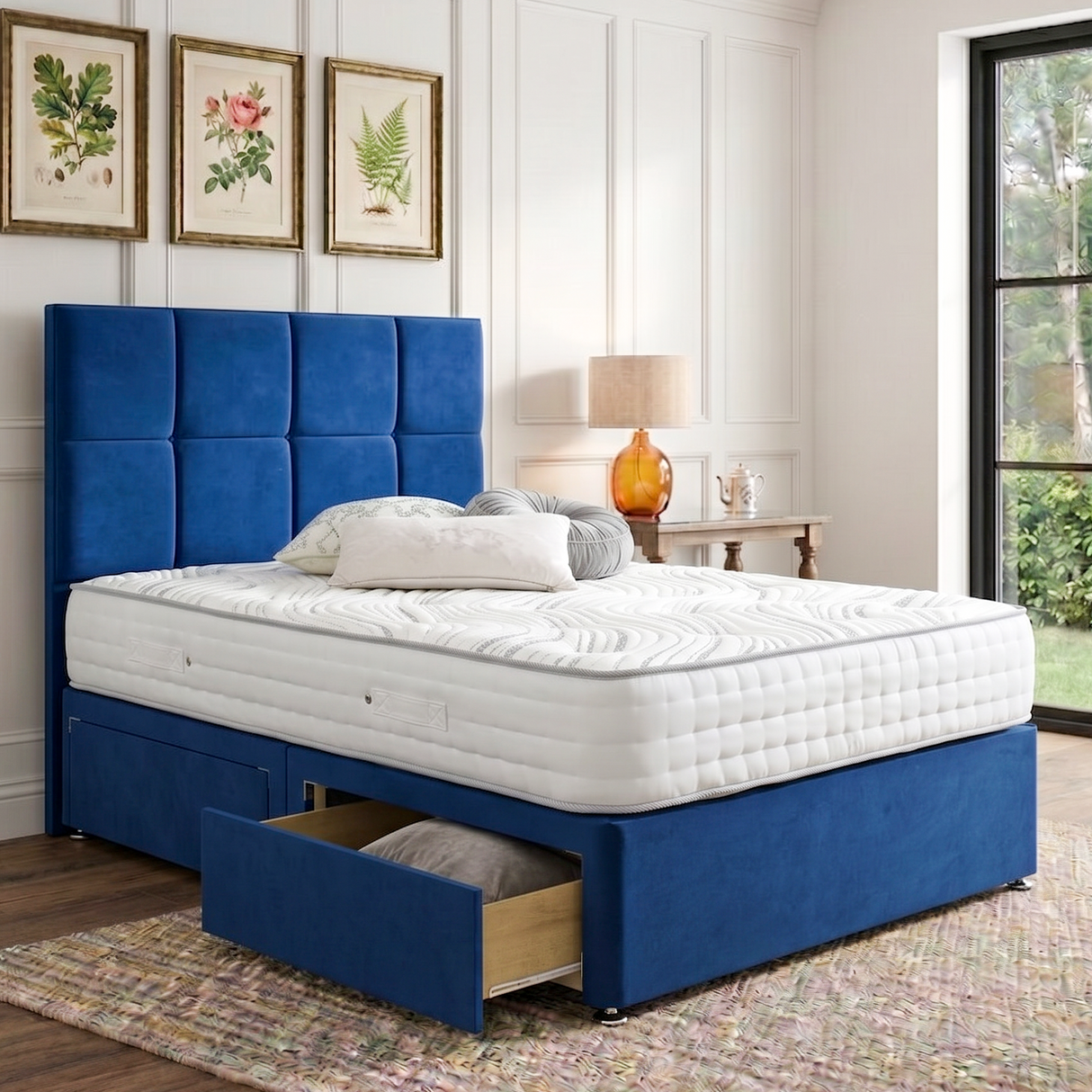 Lisbon Divan Bed Set With Button Headboard Mattress Supermarket
