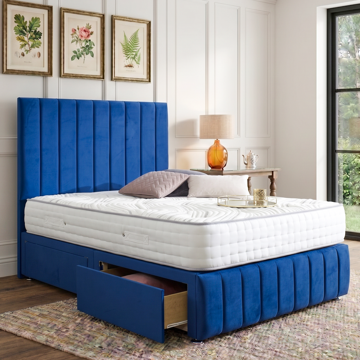 Maya Divan Bed Set With Tall Headboard and Footboard Mattress Supermarket
