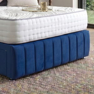 Maya divan bed set with tall headboard and footboard, featuring a sleek upholstered design, ideal for modern bedroom decor.