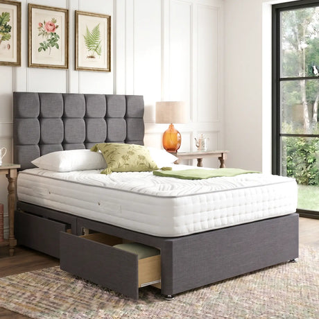 Milan Divan Bed Set With Button Headboard Mattress Supermarket