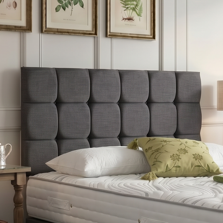 Milan divan bed set with a button-tufted headboard, featuring a sleek upholstered design for modern bedroom decor.