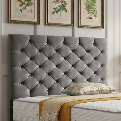 Divan bed set with tall button-tufted headboard and matching footboard, featuring the Monarch brand design.