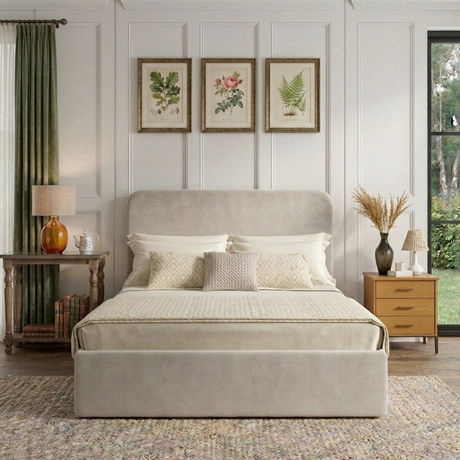 Maddie Ottoman Storage Bed Frame by Mattress Supermarket with a sleek upholstered design and built-in storage compartments.