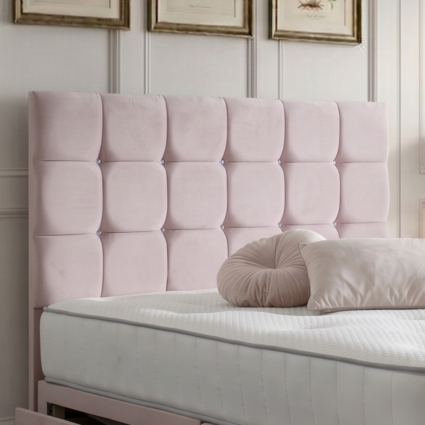 Naples divan bed set with tall button-tufted headboard and matching footboard, showcasing a stylish bedroom furniture design.