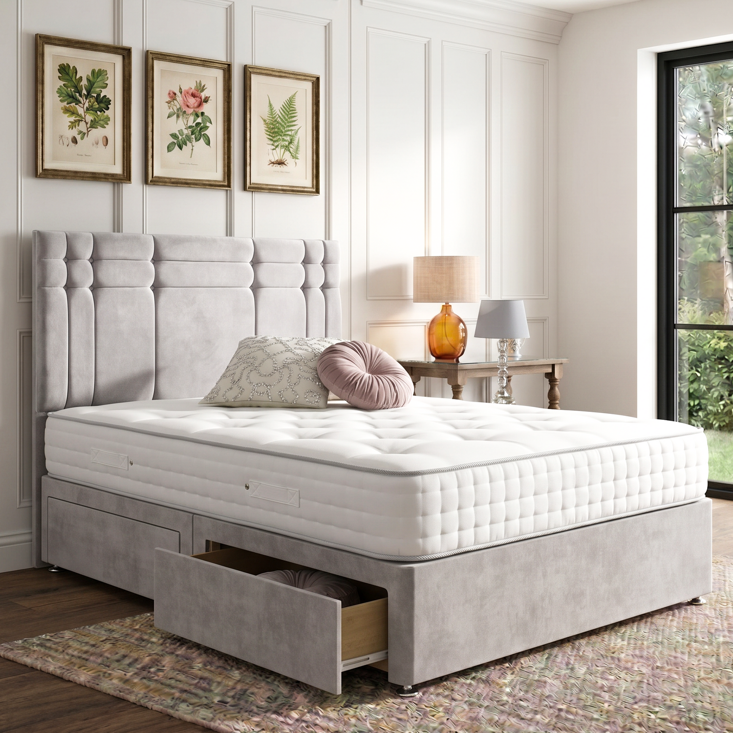 Oslo Divan Bed Set With Button Headboard Mattress Supermarket