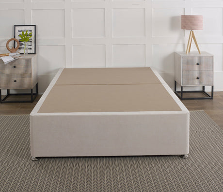 Standard platform divan bed base by Mattress Supermarket, showcasing a sturdy, upholstered divan base with storage drawers.