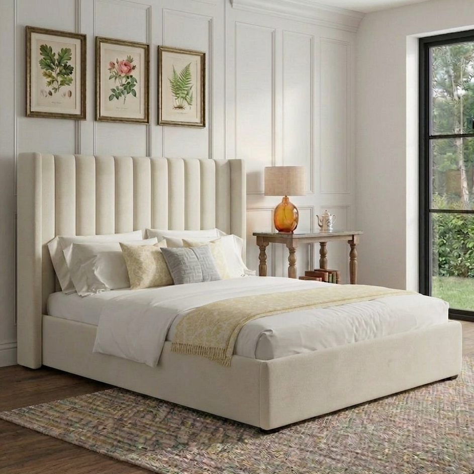 Ayla Wingback Ottoman Storage Bed Frame